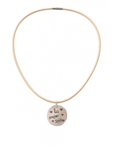 Collar “La Mejor Seño” en Piel y Plata de Ley - Plata 925
