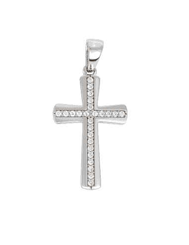 Colgante Cruz Contorno de Circonitas en Plata de Ley - Plata 925