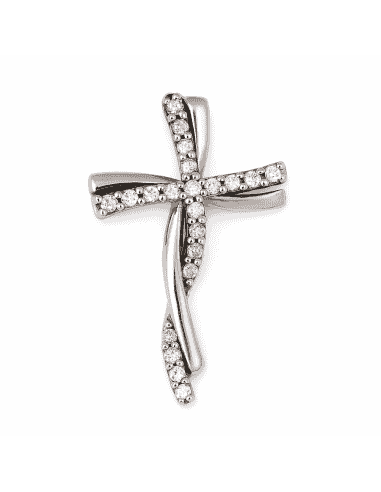Colgante Cruz Elegante de Plata con Circonitas Brillantes - Plata 925