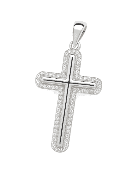 Colgante Cruz de Plata con Circonitas Brillantes - Plata 925