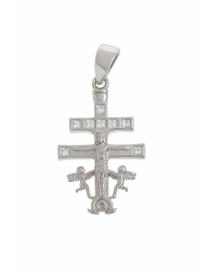 Colgante Cruz Caravaca en Plata de ley y circonitas - Plata 925