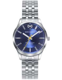 Reloj para Hombre de Acero con Esfera Azul y Segundero Amarillo - Mark maddox MM0136-37