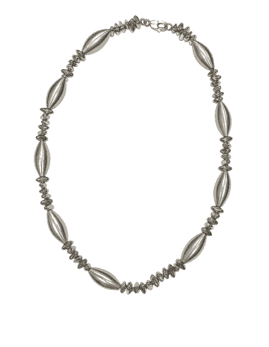 Collar de Plata de Ley con Abalorios Mate y Brillo - Plata 925