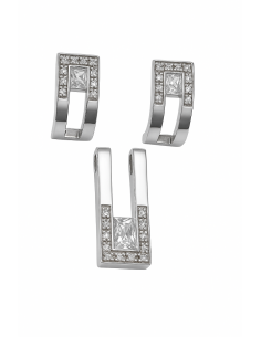 Conjunto de Pendientes y Colgante en Plata de Ley con Circonitas - Plata 925