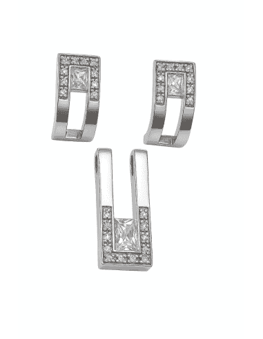 Conjunto de Pendientes y Colgante en Plata de Ley con Circonitas - Plata 925