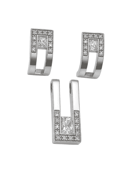 Conjunto de Pendientes y Colgante en Plata de Ley con Circonitas - Plata 925
