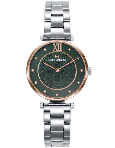 Reloj para Mujer de Acero Bicolor con Esfera Verde Floral - Mark Maddox MM1015-63