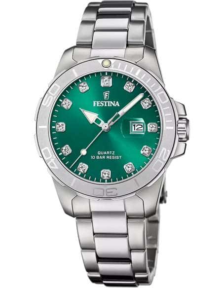 Reloj para Mujer de Acero Inoxidable con Esfera Verde y Circonitas - Festina F20503/7