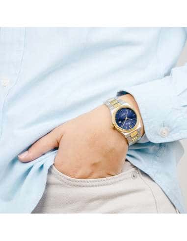 Reloj para Mujer de Acero Bicolor con Esfera Azul y Calendario - Lotus 18839/3