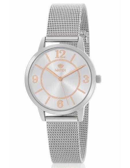 Reloj para de Acero Plateado con Números Dorados - Marea B41332/6