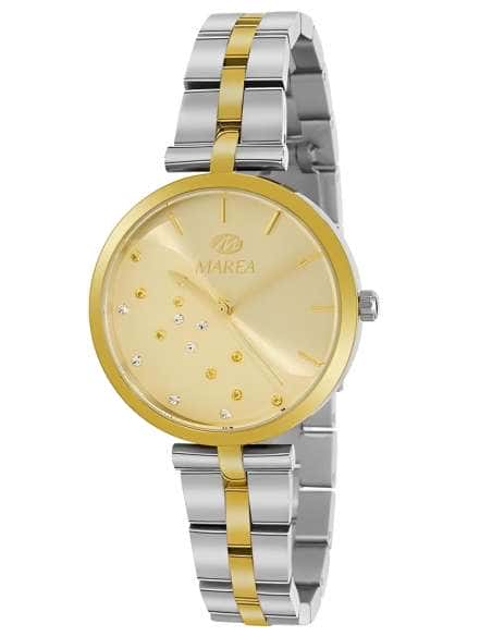 Reloj para Mujer Bicolor Bicolor con Circonitas y Esfera Dorada - Marea B54223/4