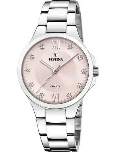 Reloj para Mujer de Acero  con Esfera Rosada y Detalles de Cristales - Festina F20582/2