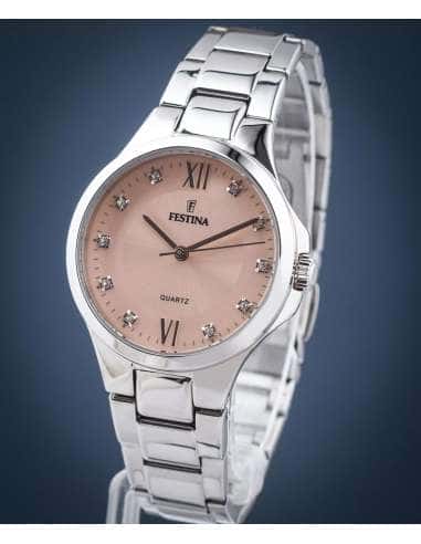 Reloj para Mujer de Acero  con Esfera Rosada y Detalles de Cristales - Festina F20582/2