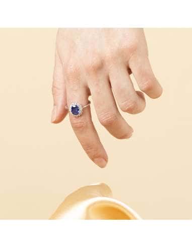 Anillo para Mujer de Plata con Circonita Azul y Pavé de Circonitas - Lotus LP3790-3/114