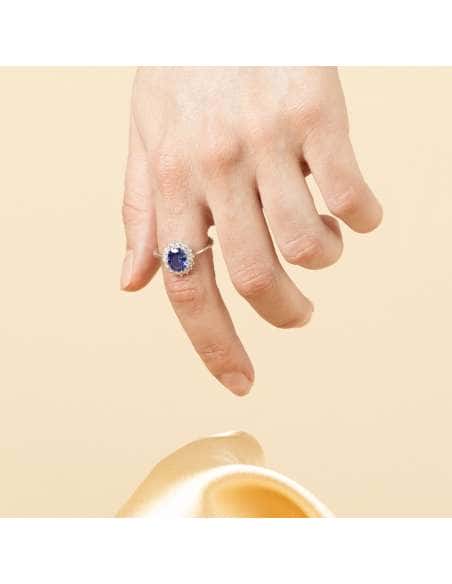Anillo para Mujer de Plata con Circonita Azul y Pavé de Circonitas - Lotus LP3790-3/114