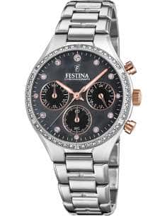 Reloj para Mujer Cronógrafo con Esfera Negra y Circonitas - Festina F20401/4