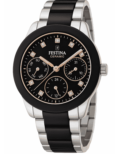 Reloj para Mujer Ceramic y Multifunción con Detalles en Negro y Cristales Swarovski - Festina F20497/3
