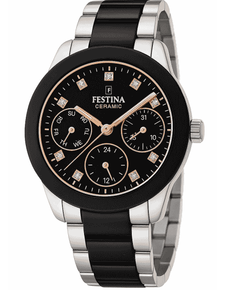 Reloj para Mujer Ceramic y Multifunción con Detalles en Negro y Cristales Swarovski - Festina F20497/3
