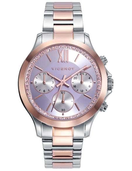 Reloj para Mujer Cronógrafo Bicolor con Esfera Morada y Circonitas - Viceroy 42434-93