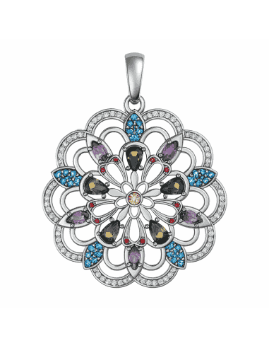 Colgante para Mujer plata de ley con circonitas de colores - Plata 925