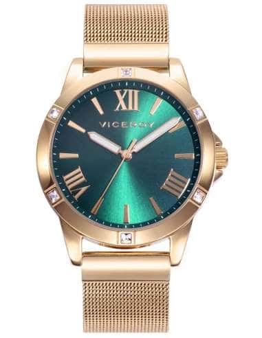 Reloj para Mujer Dorado con Esfera Verde y Bisel con Baguettes - Viceroy 401166-63