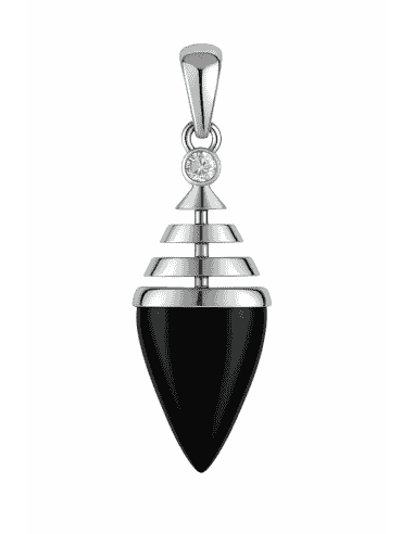 Colgante para Mujer de Plata de Ley con Piedra Negra y Circonitas - Plata 925