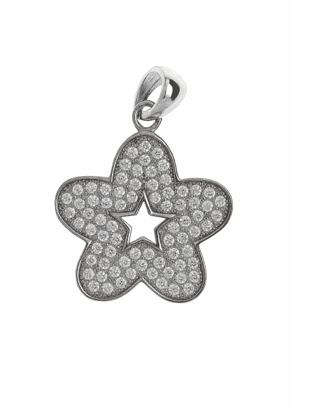 Colgante para Mujer de Plata en Forma de Flor con Circonitas - Plata 925