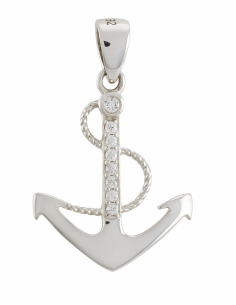 Colgante para Mujer de Plata en Forma de Ancla con Circonitas - Plata 925