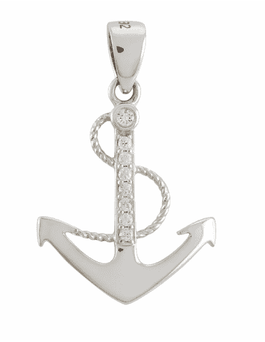 Colgante para Mujer de Plata en Forma de Ancla con Circonitas - Plata 925