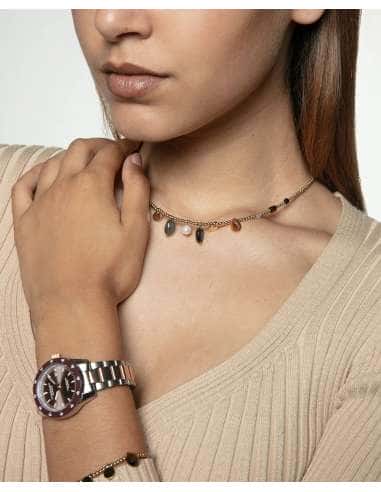 Reloj para Mujer Ceramic y Acero Bicolor con Bisel Marrón y Calendario - Viceroy 401246-17
