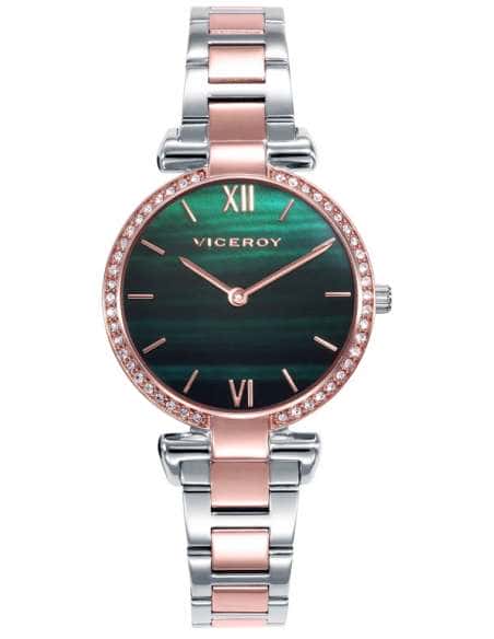 Reloj para Mujer con Esfera Verde y Bisel Gold Rosé con Circonitas - Viceroy 42446-63
