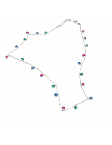 Collar para Mujer en Plata con Circonitas de Colores - Plata 925