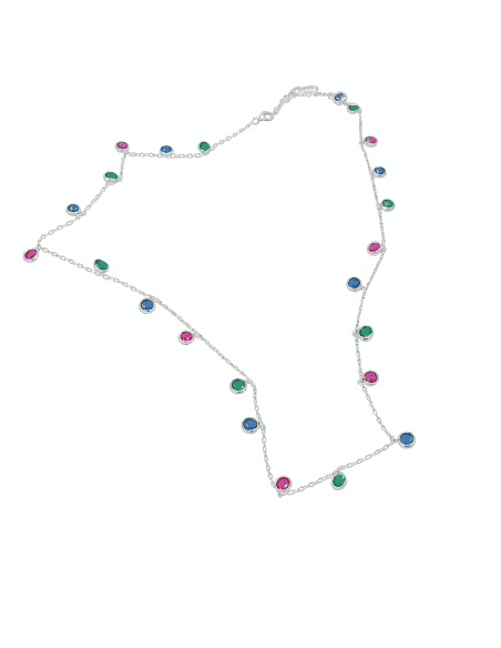 Collar para Mujer en Plata con Circonitas de Colores - Plata 925