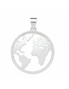 Colgante para Mujer Mundo de Plata con Circonitas - Plata 925