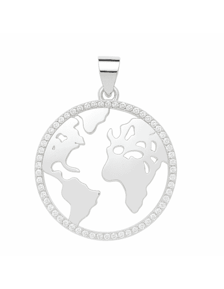 Colgante para Mujer Mundo de Plata con Circonitas - Plata 925