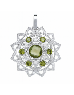 Colgante para Mujer Mandala en Plata de Ley con Circonitas Blancas y Verdes - Plata 925