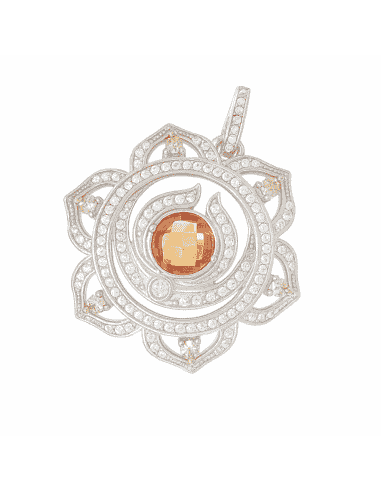 Colgante para Mujer Mandala en Plata de Ley con Circonitas Blancas y Topacio - Plata 925