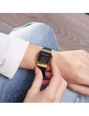 Reloj Unisex Colección Vintage dorado negro - Casio A168WEGB-1BEF
