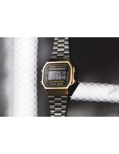 Reloj Unisex Colección Vintage dorado negro - Casio A168WEGB-1BEF