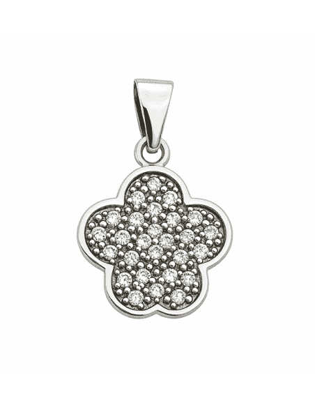 Colgante para Mujer plata de ley en forma de flor con circonitas - Plata 925