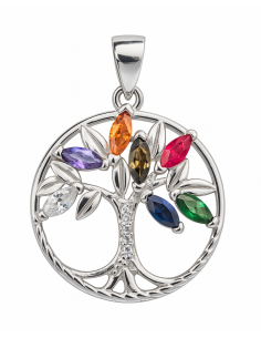 Colgante para Mujer plata de ley Árbol de la vida circonitas de colores - Plata 925
