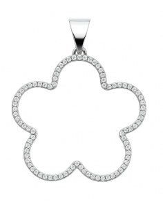 Colgante para Mujer  Flor Silueta con Circonitas en Plata de Ley - Plata 925