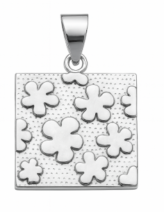 Colgante para Mujer de plata con forma cuadrada con grabado de Floral - Plata 925