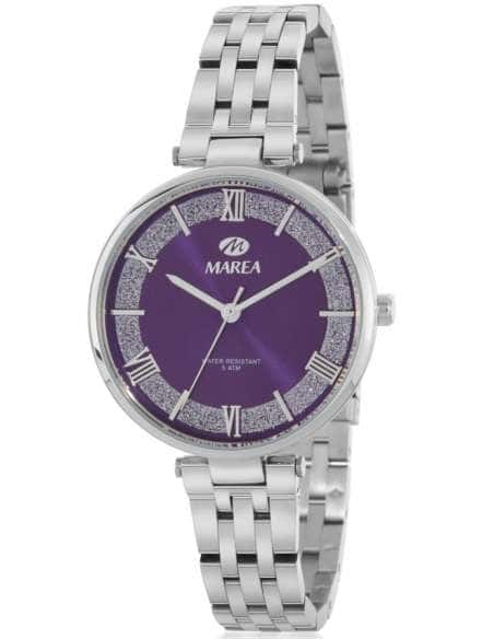 Reloj para Mujer con Esfera Morada con Purpurina y Detalles Plateados - Marea B54268/3