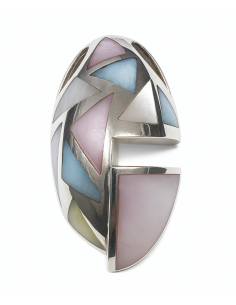 Colgante para Mujer Colgante Navette de Plata con Nácar de Colores - Plata 925