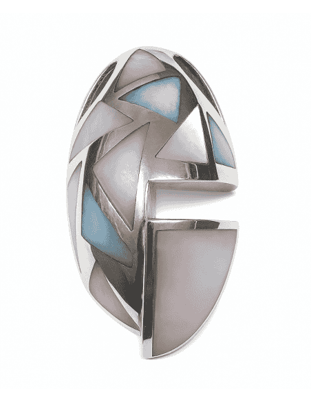 Colgante para Mujer Colgante Navette de Plata con Nácar de Colores - Plata 925