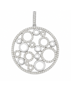 Colgante para Mujer de Plata con Círculos de Circonitas y Detalles Lisos - Plata 925