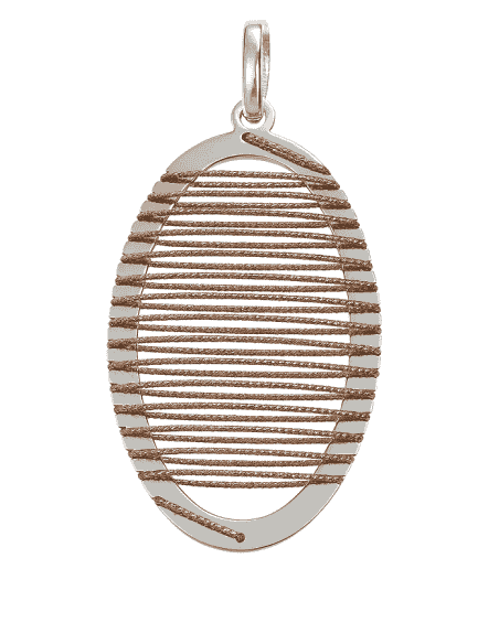 Colgante para Mujer de Plata Ovalado con Hilos en Color Oro Rosa - Plata 925