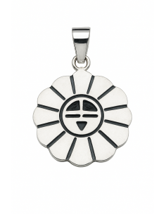 Colgante para Mujer de Plata Flor con Cara Sonriente - Plata 925