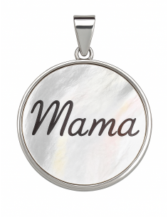 Colgante para Mujer de Plata con Nácar Blanco y Grabado “Mamá”